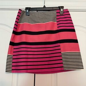 Ann Taylor Petite Size 6 Pink and Black Striped A-Line Skirt
